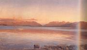 Johann Gottfried Steffan Evening Twilight at the Lake of Zurich (nn02) oil on canvas